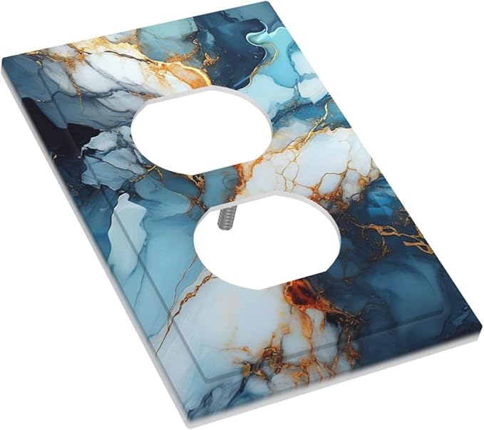 Decorative Outlet Covers Golden Abstract Luxury Marble 1 Gang Duplex Light Switch Cover Plate Electrical Switch plates Wall Plates Receptacle Covers for Livingroom Bathroom Decor