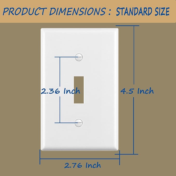 Light Switch Cover Plate,Toggle Light Switch Wall Plate,Toggle Wall Plate Cover,Standard Size 1-Gang 4.50" x 2.76",Unbreakable Polycarbonate Thermoplastic,UL Listed (12 Pack, Glossy White)