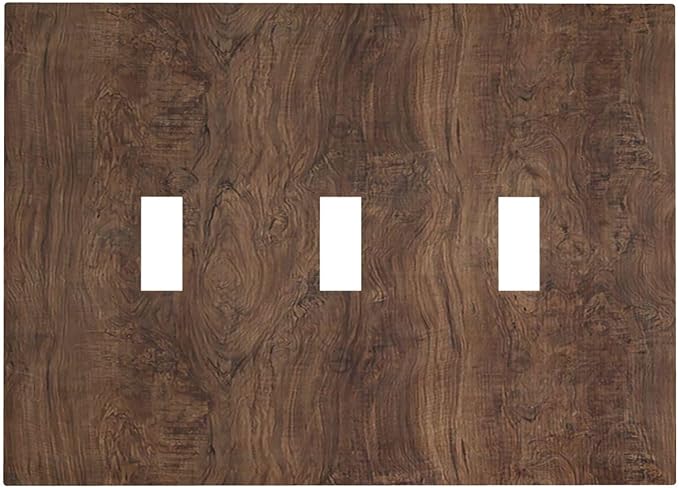 Decorative Switch Plates Rustic Vintage Wood Grain Brown 3 Gang Wall Plate Faceplate Triple Toggle Light Switch Cover Electrical Wall Panels for Farmhouse Cabin Decor