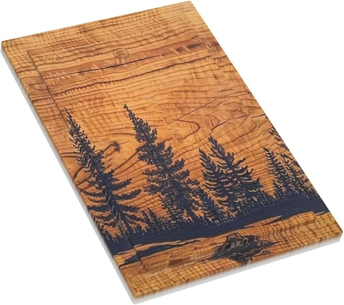 Forest Pine Tree Woodland Wood 1 Gang No Device Outlet Wall Plate Blank Light Switch Cover Switchplate Electrical Decorative Faceplate Bedroom Decorate