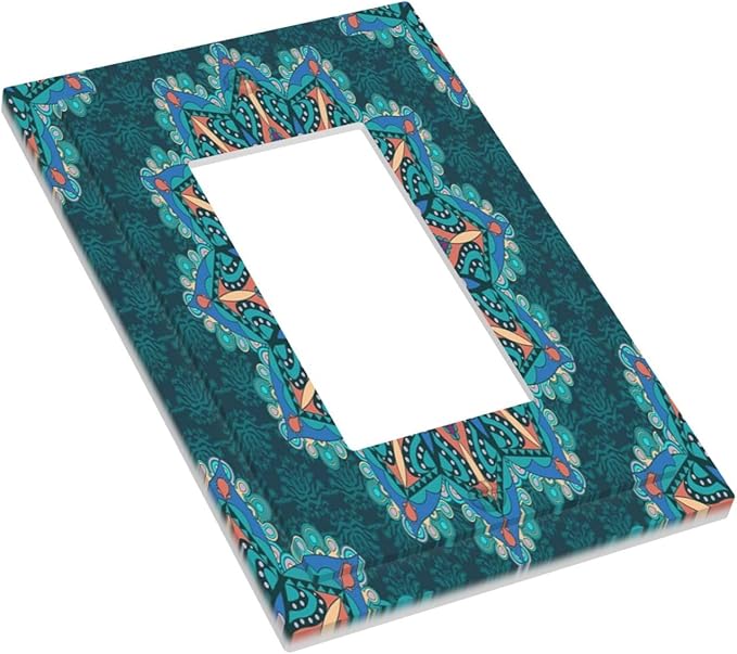 Outlet Covers Boho Hippie Colorful Mandala 1 Gang Wall Plate Single Rocker Light Switch Cover Decorative GFCI Receptacle Cover Electrical Switchplate for Bathroom Home Decor