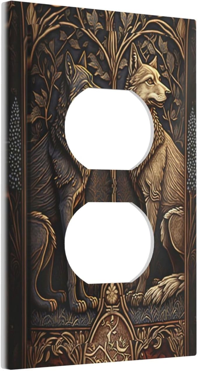 Medieval Wolves Animal Vintage Print Outlet Covers 1 Gang Duplex Light Switch Cover Decorative Switch Plates Electrical Receptacle Faceplate Wall Plate for Farmhouse Home Decor