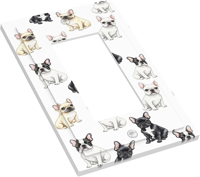 French Bulldog Watercolor Single Rocker Switch Cover - 1-Gang Standard US Size Playful Frenchie Puppy Light Switch Covers, Chic Pattern for Pet Owners Decor