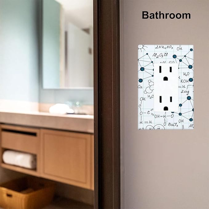 Chemical Formula 1-Gang Rocker Wall Plate, Light Blue Science Switch Plate for Classroom, Study Room, Office & Kids Room