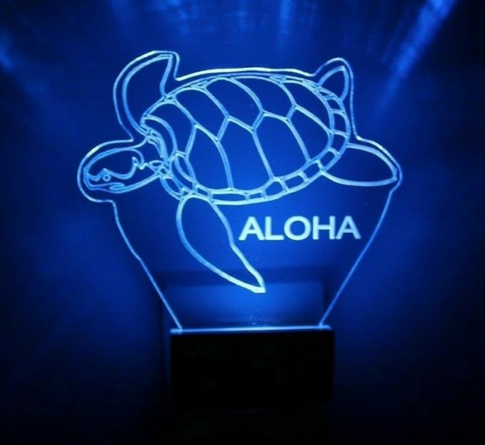 Night Light Multi Color Personalized LED Plug-in, Ultra-Slim Touch Night Light Smart Dusk to Dawn Sensor, Kids Children's Bedroom Kitchen Bathroom Hallway Play Room Variations (Sea Turtle)