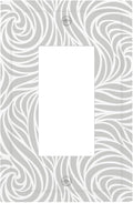 Silver Swirls Single Rocker Switch Cover - 1-Gang Standard US Size Modern Abstract Wave Vortex, Neutral Gray Decorative Light Switch Covers for Contemporary Home Decor