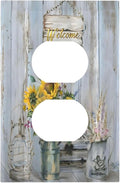 Rustic Sunflower Floral Vintage Wood Board Outlet Covers 1 Gang Duplex Light Switch Cover Decorative Switch Plates Electrical Receptacle Faceplate Wall Plate for Farmhouse Home Decor