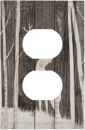 Vintage Wood Forest Deer Wildlife Animal Silhouette Outlet Covers 1 Gang Duplex Light Switch Cover Decorative Switch Plates Electrical Receptacle Faceplate Wall Plate for Farmhouse Home Decor