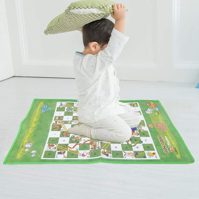 60x45cm Kids Carpet Playmat,Folding Snake Chess Washable Folding Ladder Board Game Flying Chess Set Non Woven Fabrics Carpet Ground Mat