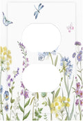 Colorful Wildflowers Dragonfly Lavender Butterfly Insect Outlet Covers 1 Gang Duplex Light Switch Cover Decorative Switch Plates Electrical Receptacle Faceplate Wall Plate for Bedroom Living Room