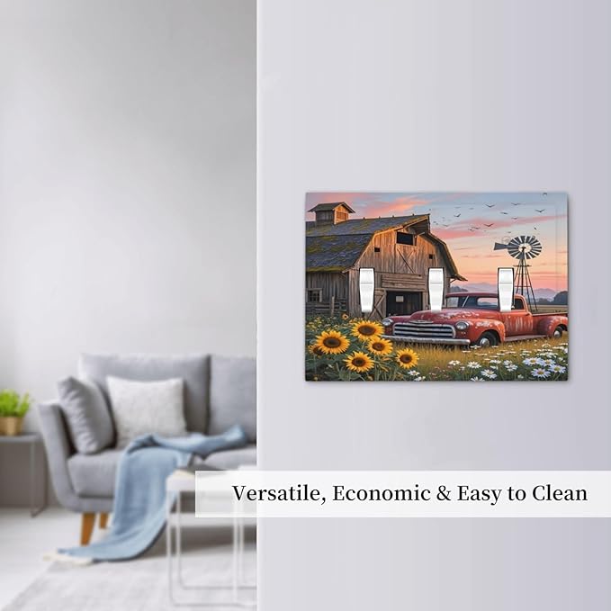 Rustic Barn Red Truck Windmill Sunflower Decorative Switch Plates 3 Gang Wall Plate Triple Toggle Light Switch Cover Faceplate Electrical Wall Panels for Farmhouse Home Decor