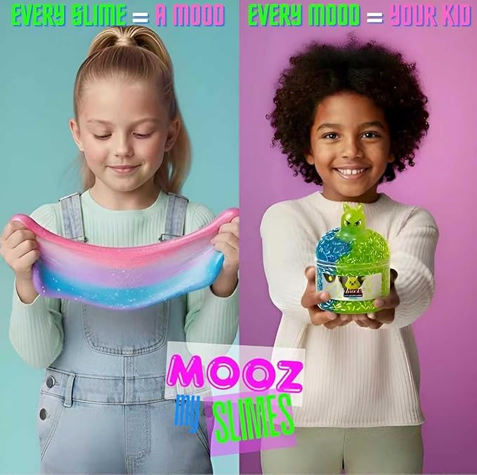 MOOZ Cloud Slime Kit for Kids - Non-Sticky Scented Dough & Fidget Toy - Squishy ASMR Sensory Slime with Mix-Ins & Axolotl Charm - Birthday Gifts for Girls & Boys Ages 5-12 - 7oz, Blue & Purple