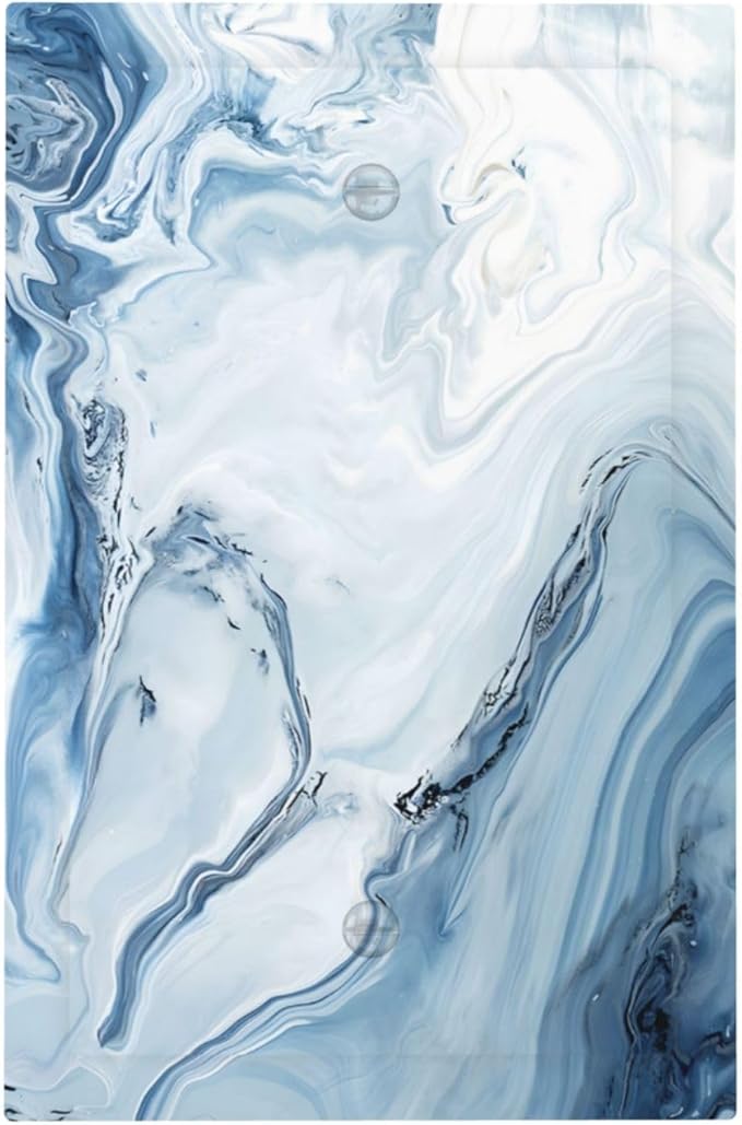 Blue Marble Abstract Ombre Chic Luxury Print Light Switch Cover Plate 1 Gang No Device Blank Electrical Wall Plates Faceplate Decorative Switch Plate Covers for Bathroom Living Room Decor