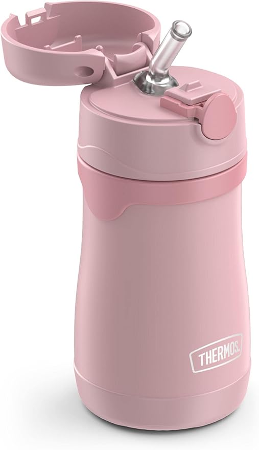 THERMOS BABY 10 ounce Stainless Steel Vacuum Insulated Straw Bottle, Rose