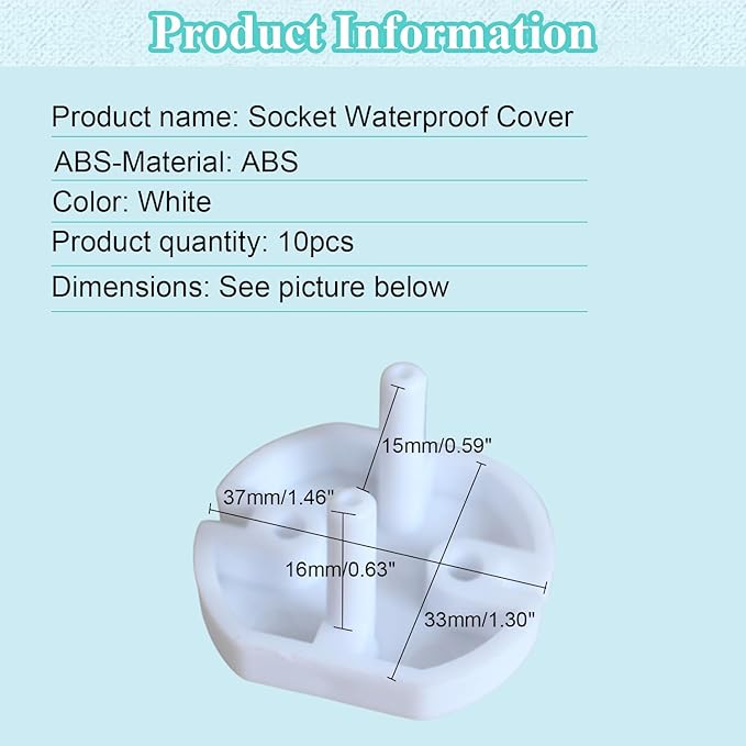 Fielect Outlet Plugs Covers Childproof EU Plug Protectors Electric Socket Cover Electrical Protector 2-Hole White 10Pcs