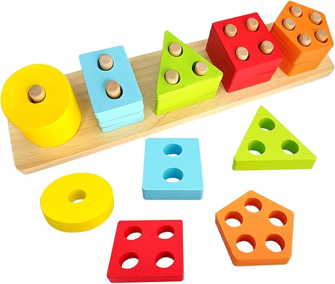 Dementia Activities for Seniors,Geometric,Colors & Numbers Cognitive Products for Alzheimers,Wooden Puzzles Gifts & Cognitive Training Games for Elderly