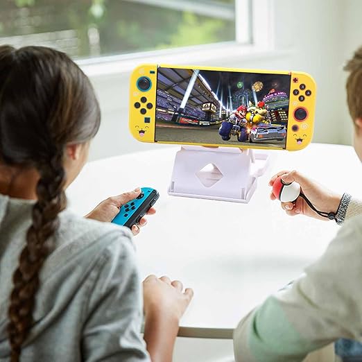 GUTIAL Accessories Bundle for Nintendo Switch - Cute Kawaii NS Accessories kit for Grils Boys Kids with Travel Carrying Case and Cartoon Dockable Cover Case, Screen Protector, Stand - Yellow