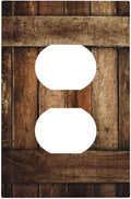 Brown Wooden Barn Door Old Wood Print Outlet Covers 1 Gang Duplex Light Switch Cover Decorative Switch Plates Electrical Receptacle Faceplate Wall Plate for Farmhouse Home Decor