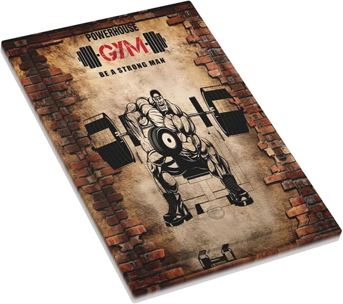 Vintage Gym Retro Brick Dumbbell Muscular Man Single Blank Wall Plates Decorative No Device Faceplate Light Switch Cover Art Panel Dimmer for Bedroom Gyms Bathroom Decor