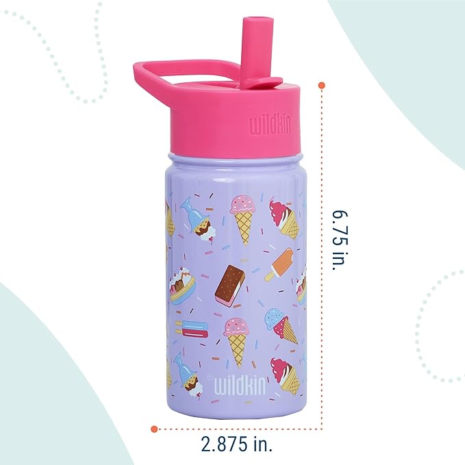 Wildkin Kids 14oz Stainless Steel Water Bottle – BPA-Free, Leakproof, Insulated, Easy-Clean - Sweet Dreams