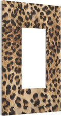 Leopard Wild Safari Skin Pattern Powerful Cheetah Cat Panthera Black Brown Fur Wildlife Single Rocker Light Switch Cover 1 Gang Decor Wall Plate Electrical Switchplate GFCI Outlet Faceplate Room Decor