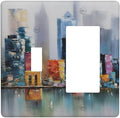 Colorful Nyc Skyline Textured Modern Abstract Outlet Covers 1 Toggle 1 Rocker Combination Decorative Wall Plate Electrical Switch Plates Light Switch Cover Plate for Bedroom Living Room Decor