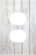 Modern Rustic Wood White Oak Print Outlet Covers 1 Gang Duplex Light Switch Cover Decorative Switch Plates Electrical Receptacle Faceplate Wall Plate for Farmhouse Home Decor
