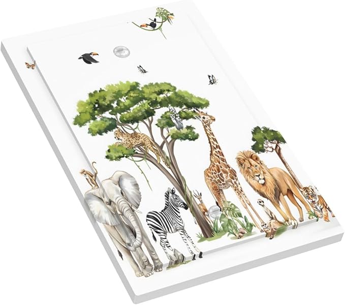 Large Animals Elephant Giraffe Jungle Lion Leopard Zebra Light Switch Cover Plate 1 Gang No Device Blank Electrical Wall Plates Faceplate Decorative Switch Plate Covers for Kids Room Nursery Decor