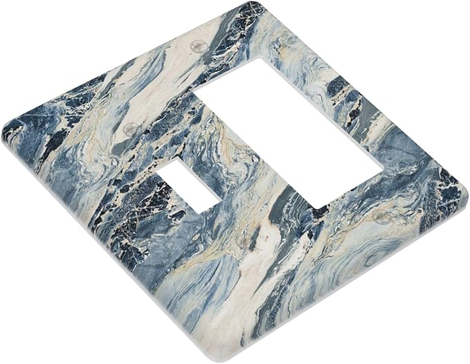 Outlet Covers Blue Grey Marbling Modern Abstract Design 1 Toggle 1 Rocker Combination Decorative Wall Plate Light Switch Cover Plate Electrical Switch Plates for Bedroom living Room Decor