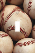 Vintage Baseball 1-Gang Toggle Light Switch Plate, Americana Baseball Decorative Wall Plate for Sports Fan Decor