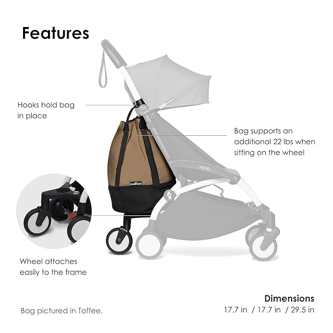 Babyzen YOYO Bag, Red – Provides Extra and Sturdy Storage in the YOYO2 Stroller – Includes Wheel Base and Hooks