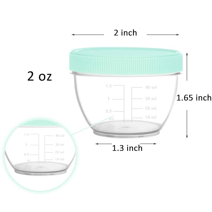 Youngever 18 Sets Baby Food Storage, 2 Ounce Plastic Baby Food Containers with Lids and Labels (Coastal Colors)
