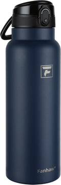 Fanhaw 40 Oz Insulated Stainless Steel Water Bottle with Chug Lid – Wide Mouth, Leak-Proof, BPA-Free – Ideal for Kids, Adults, Sports, Gym, and Outdoor Use (Navy Blue)
