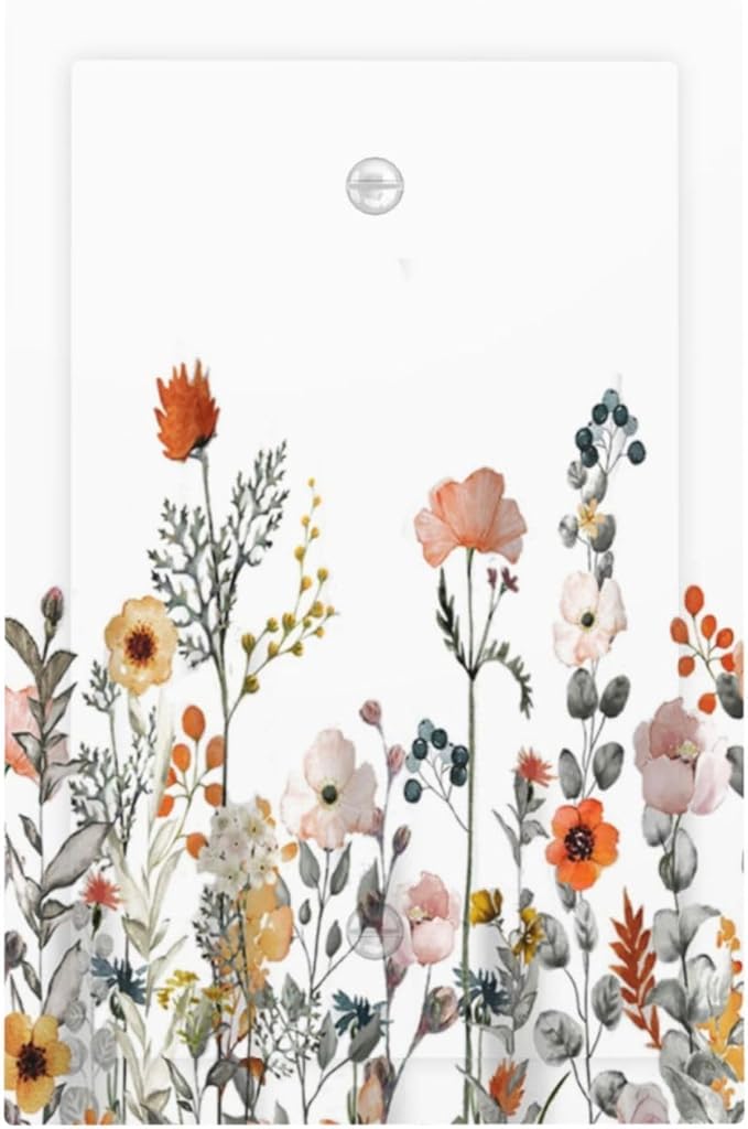 Light Switch Cover Plate Colorful Wildflowers Boho Vintage Floral 1 Gang No Device Blank Electrical Wall Plates Faceplate Decorative Switch Plate For Bed Room Living Room Decor