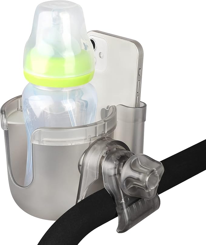 Accmor Stroller Cup Holder with Phone Holder, Bike Cup Holder, Universal Cup Holder for Uppababy Nuna Doona Strollers, 2-in-1 Cup Phone Holder for Stroller Bike Accessory