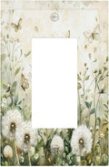 Light Switch Cover Plate Watercolor Butterflies Dandelions Wildflowers 1 Gang Outlet Covers Single Rocker Decorative Switch plates Electrical Wall Plates GFCI Receptacle for Bathroom Bedroom