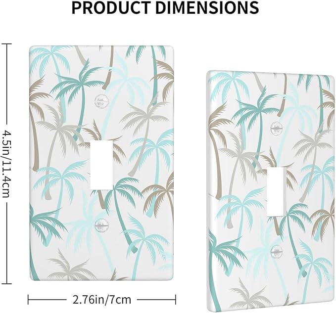 Tropical Palm Tree 1-Gang Toggle Light Switch Plate, Green Palm Leaf Wall Plate for Beach House, Kitchen, Bathroom & Sunroom