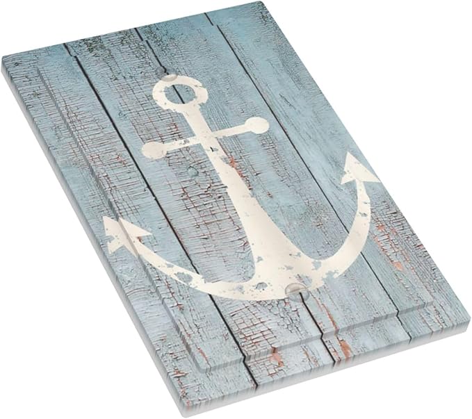 Anchor Rustic Sailing Nautical Wooden Planks Marine Light Switch Cover Plate 1 Gang No Device Blank Electrical Wall Plates Faceplate Decorative Switch Plate Covers for Bathroom Farmhouse Decor