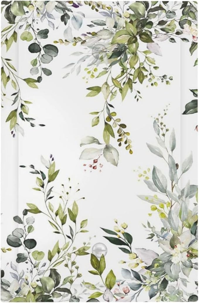 Eucalyptus Sage Green Leaf Plant Floral Light Switch Cover Plate 1 Gang No Device Blank Electrical Wall Plates Faceplate Decorative Switch Plate for Bedroom Living Room Decor