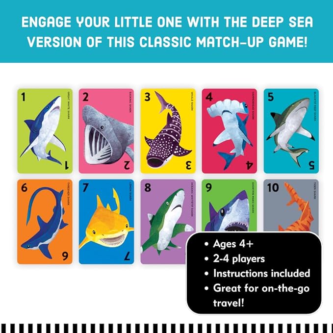 Mudpuppy Go Shark! – Shark Version of Classic Kids Go Fish Card Game with Cute Illustrations of Sharks for Children Ages 4 and Up, 2-4 Players