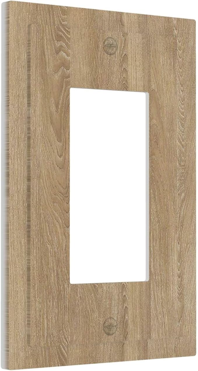 Decorative Outlet Covers Light Brown Wood Grain 1 Gang Single Rocker Light Switch Cover Plate GFCI Wall Plates Electrical Switch Plate Cover for Farmhouse Cabin Decor