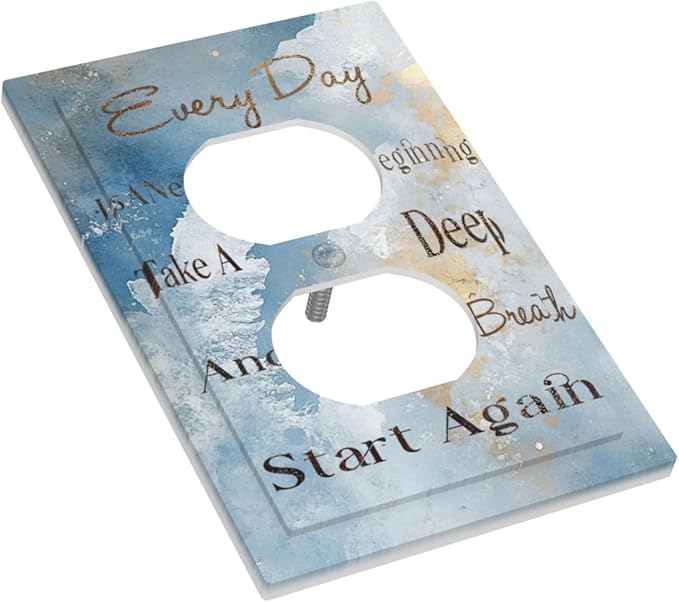 Decorative Outlet Covers Motivational Quotes Blue Abstract Texture 1 Gang Duplex Light Switch Cover Plate Unique Wall Plates for Electrical Outlets Switch Plate Covers for Home Decor