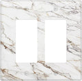 Decorative Outlet Covers White Brown Marble Abstract Modern Luxury 2 Gang Double Rocker Light Switch Cover Decorative Switch plates Electrical Wallplates GFCI Receptacle for Bathroom Kitchen