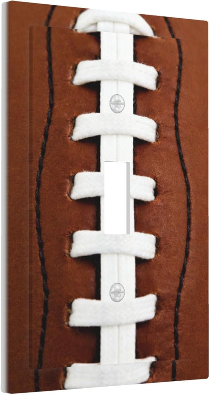 Football Laces 1-Gang Toggle Light Switch Plate, Game Day Sports Fan Vintage Leather Texture Decorative Wall Plate for Boys Room
