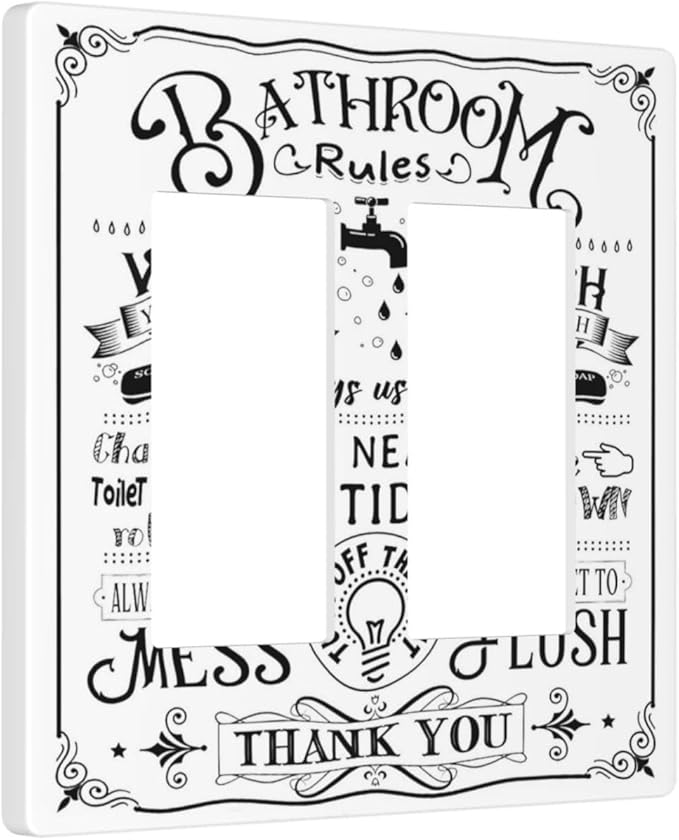 Bathroom Wash Inspirational Quote 2 Gang Double GFCI Rocker Rocker/Decorator Light Switch Cover Decorative Outlet Wall Plate Electrical Faceplate Screwless