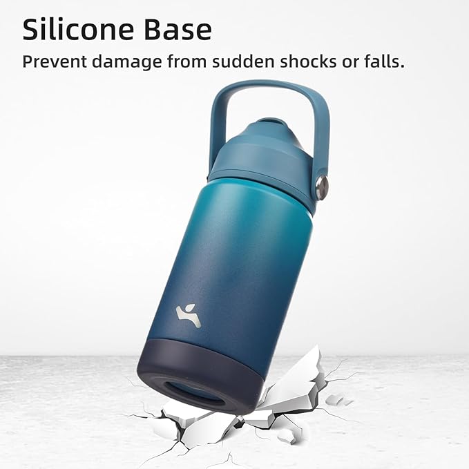 Konokyo Insulated Water Bottle with Straw Lid,24 oz Stainless Steel Vacuum Metal Bottle with Silicone Handle,Vast