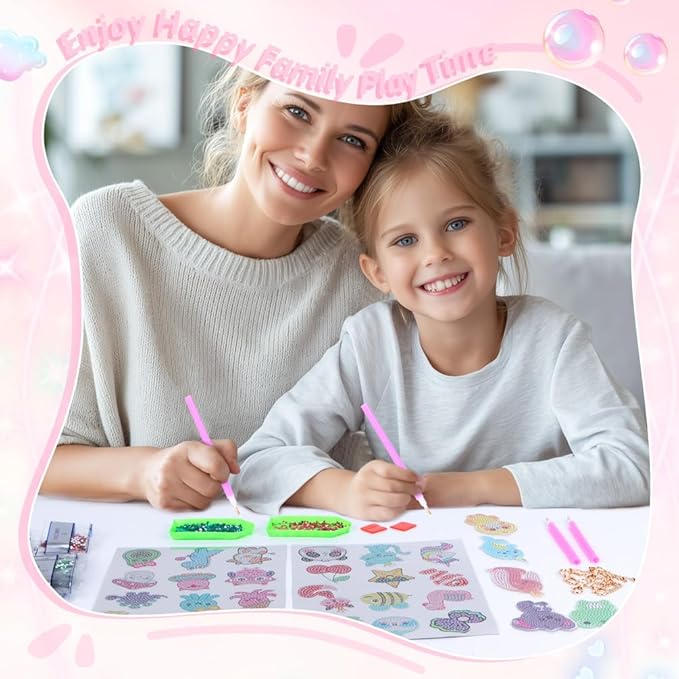 EAPHANT Diamond Art Kits for Kids, Gem Keychains and Stickers Painting Gifts for Girls Ages 4-8 8-12, Arts and Crafts Toys for Kids with 29 Designs