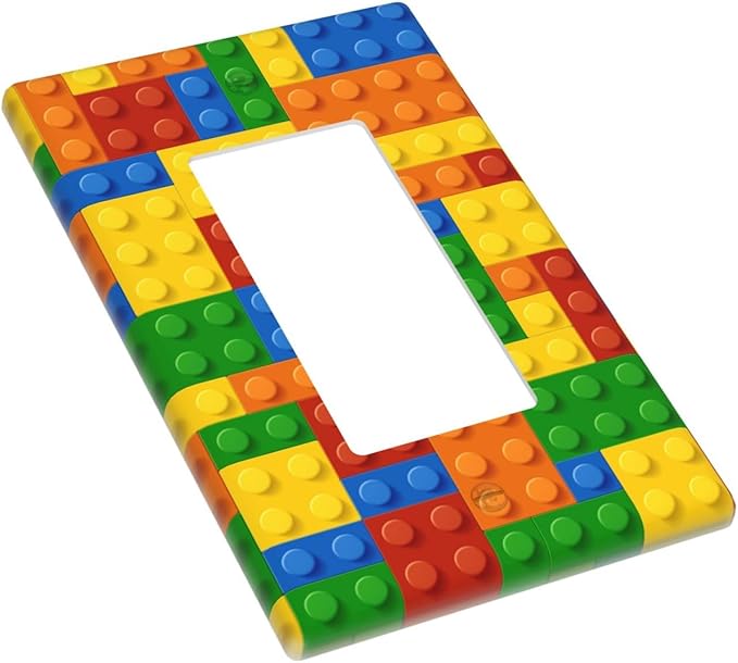 Colorful Bricks Single Gang Rocker Light Switch Cover Plates Decorative Outlet Covers, 1 Gang Rocker Wall Plate