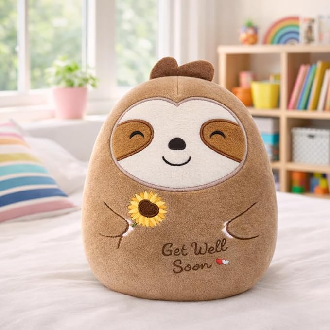 Get Well Gifts Sloth Stuffed Animal, 8 Inch Sloth Plush Get Well Soon Gifts for Women Kids, Cute Plushie Huggable Plush Pillow Feel Better Broken Arm Gift
