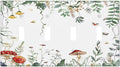 Light Switch Covers Sage Plant Red Mushroom Butterfly Wild Flower Quad Toggle Electrical Faceplate 4 Gang Wall Plate Decorative Switch Plates For Bed Room Kids Room Decor